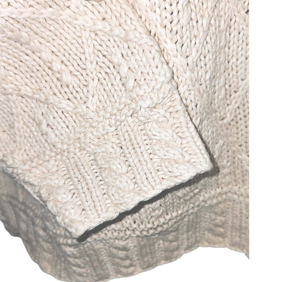 VTG Hunt Club Cable‎ Knit Sweater Mock Neck Ivory Cream Textured Pullover Size L - Picture 9 of 12